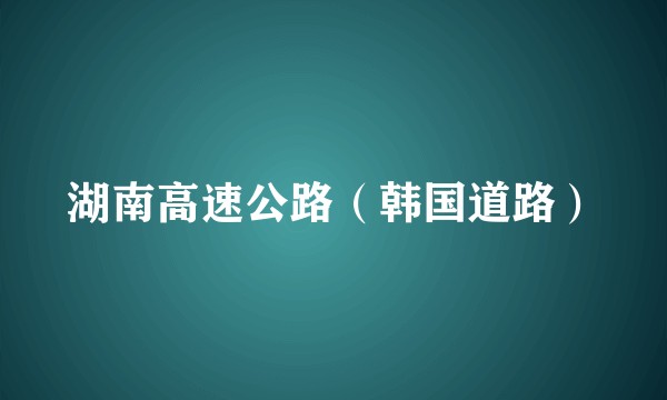 湖南高速公路（韩国道路）