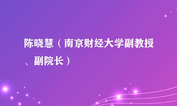 陈晓慧（南京财经大学副教授、副院长）