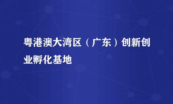 粤港澳大湾区（广东）创新创业孵化基地