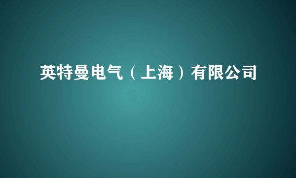 英特曼电气（上海）有限公司