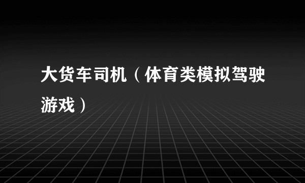 大货车司机（体育类模拟驾驶游戏）