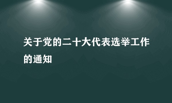 关于党的二十大代表选举工作的通知