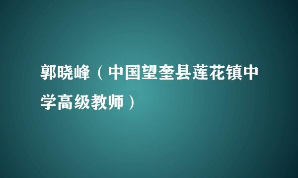 郭晓峰（中国望奎县莲花镇中学高级教师）
