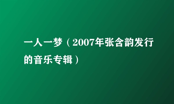 一人一梦（2007年张含韵发行的音乐专辑）