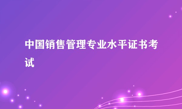 中国销售管理专业水平证书考试