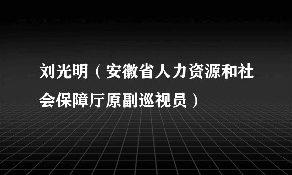 刘光明（安徽省人力资源和社会保障厅原副巡视员）