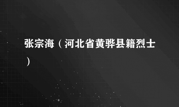 张宗海（河北省黄骅县籍烈士）