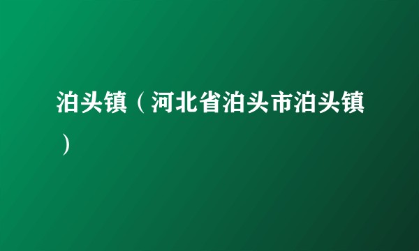 泊头镇（河北省泊头市泊头镇）
