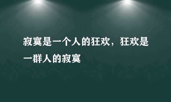 寂寞是一个人的狂欢，狂欢是一群人的寂寞