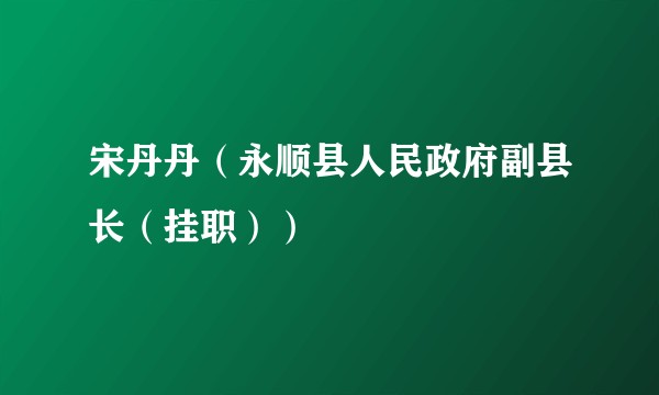 宋丹丹（永顺县人民政府副县长（挂职））