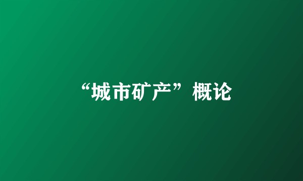 “城市矿产”概论