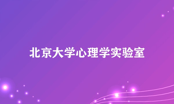 北京大学心理学实验室
