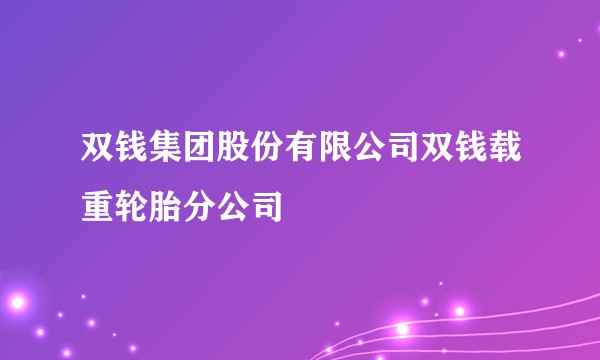 双钱集团股份有限公司双钱载重轮胎分公司