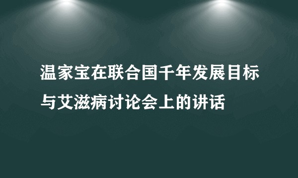 温家宝在联合国千年发展目标与艾滋病讨论会上的讲话