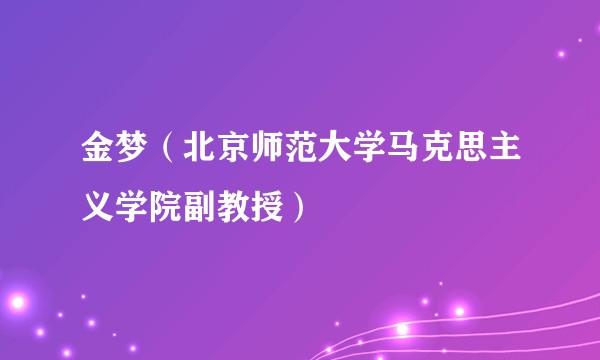 金梦（北京师范大学马克思主义学院副教授）