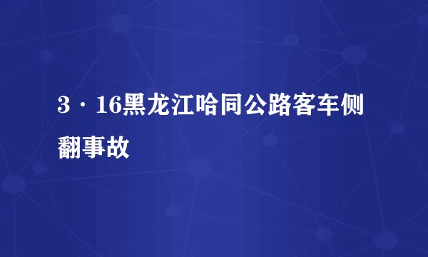 3·16黑龙江哈同公路客车侧翻事故