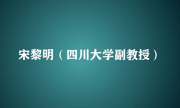 宋黎明（四川大学副教授）