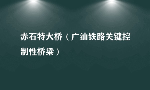 赤石特大桥(广汕铁路关键控制性桥梁)