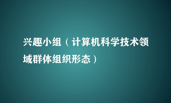 兴趣小组（计算机科学技术领域群体组织形态）