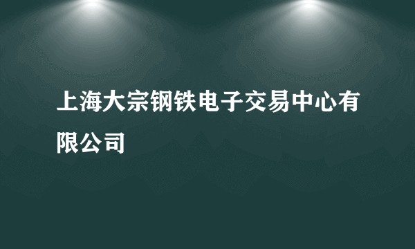 上海大宗钢铁电子交易中心有限公司