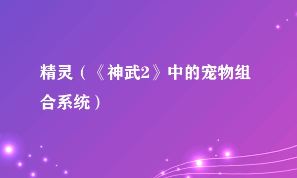 精灵（《神武2》中的宠物组合系统）