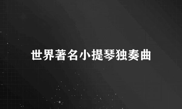 世界著名小提琴独奏曲