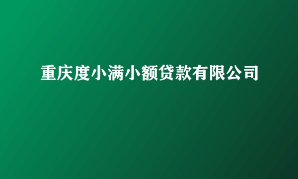 重庆度小满小额贷款有限公司