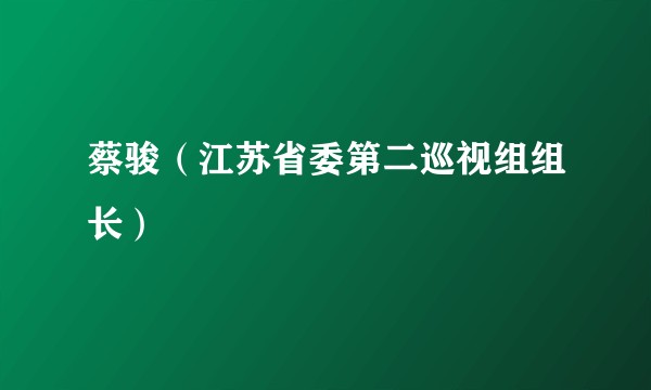 蔡骏（江苏省委第二巡视组组长）