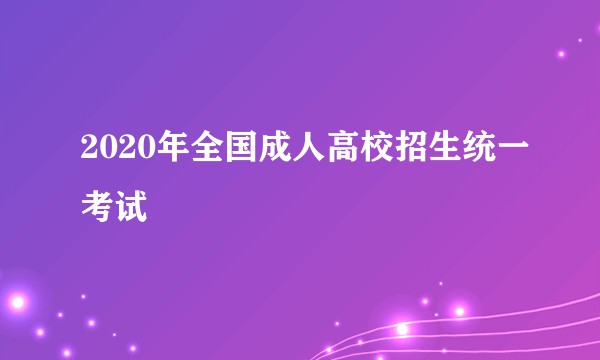2020年全国成人高校招生统一考试