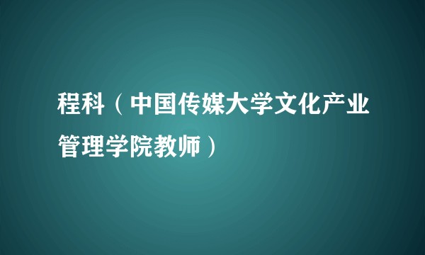 程科（中国传媒大学文化产业管理学院教师）