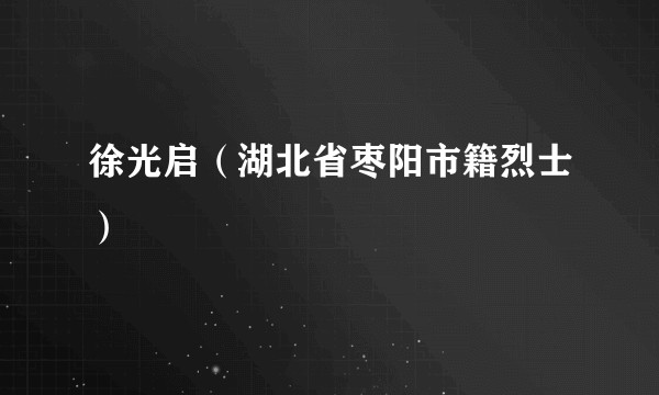 徐光启（湖北省枣阳市籍烈士）