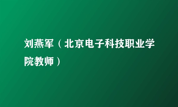 刘燕军（北京电子科技职业学院教师）