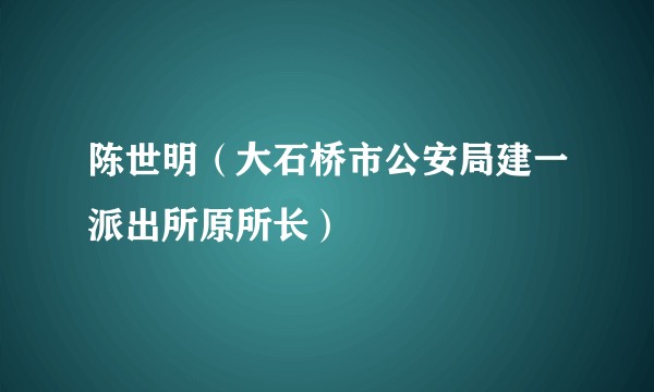 陈世明（大石桥市公安局建一派出所原所长）