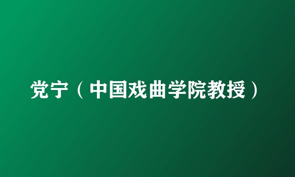 党宁（中国戏曲学院教授）