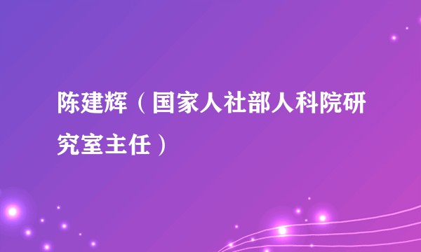陈建辉（国家人社部人科院研究室主任）