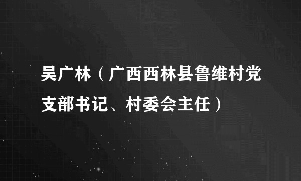 吴广林（广西西林县鲁维村党支部书记、村委会主任）
