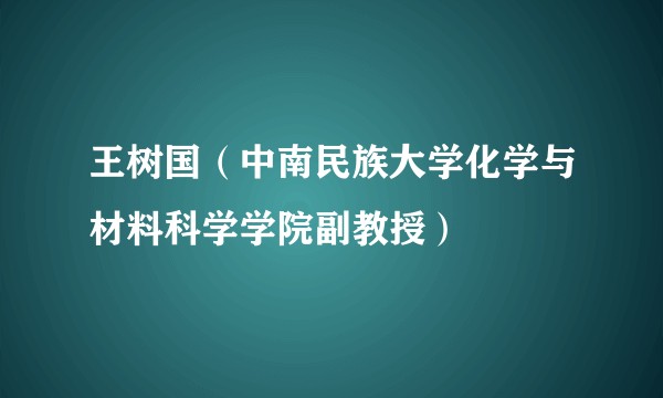 王树国（中南民族大学化学与材料科学学院副教授）