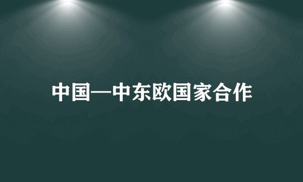 中国—中东欧国家合作
