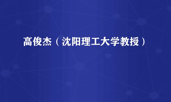 高俊杰（沈阳理工大学教授）