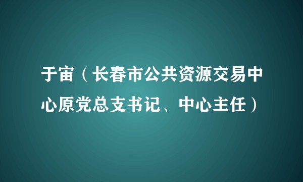 于宙（长春市公共资源交易中心原党总支书记、中心主任）