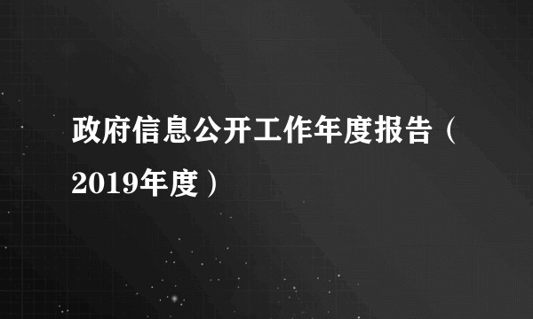 政府信息公开工作年度报告（2019年度）