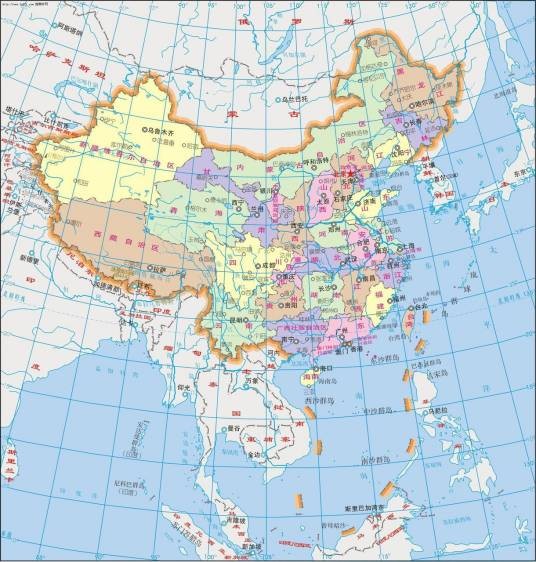 中国地图（展示中国领土及各类地理要素分布的地图）