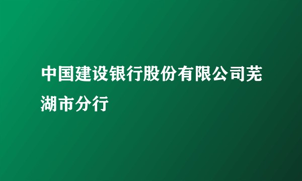 中国建设银行股份有限公司芜湖市分行