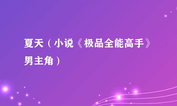 夏天（小说《极品全能高手》男主角）