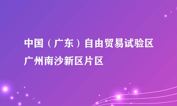 中国（广东）自由贸易试验区广州南沙新区片区