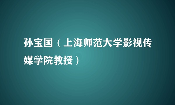 孙宝国（上海师范大学影视传媒学院教授）