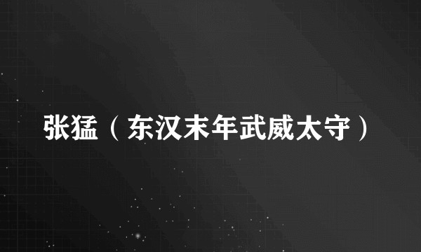 张猛（东汉末年武威太守）