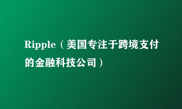 Ripple（美国专注于跨境支付的金融科技公司）