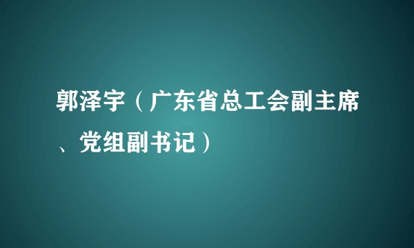 郭泽宇（广东省总工会副主席、党组副书记）