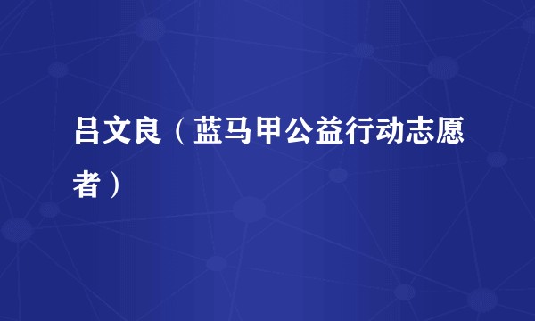 吕文良（蓝马甲公益行动志愿者）